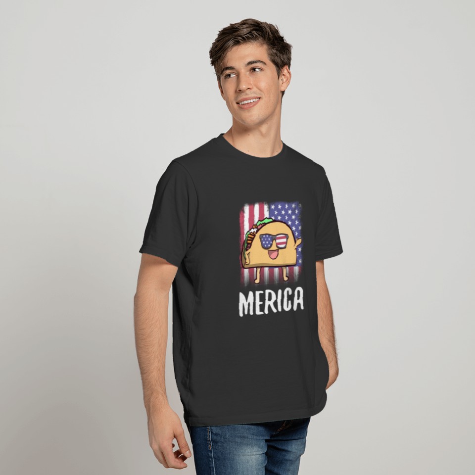 Merica Taco USA American Flag T-shirt