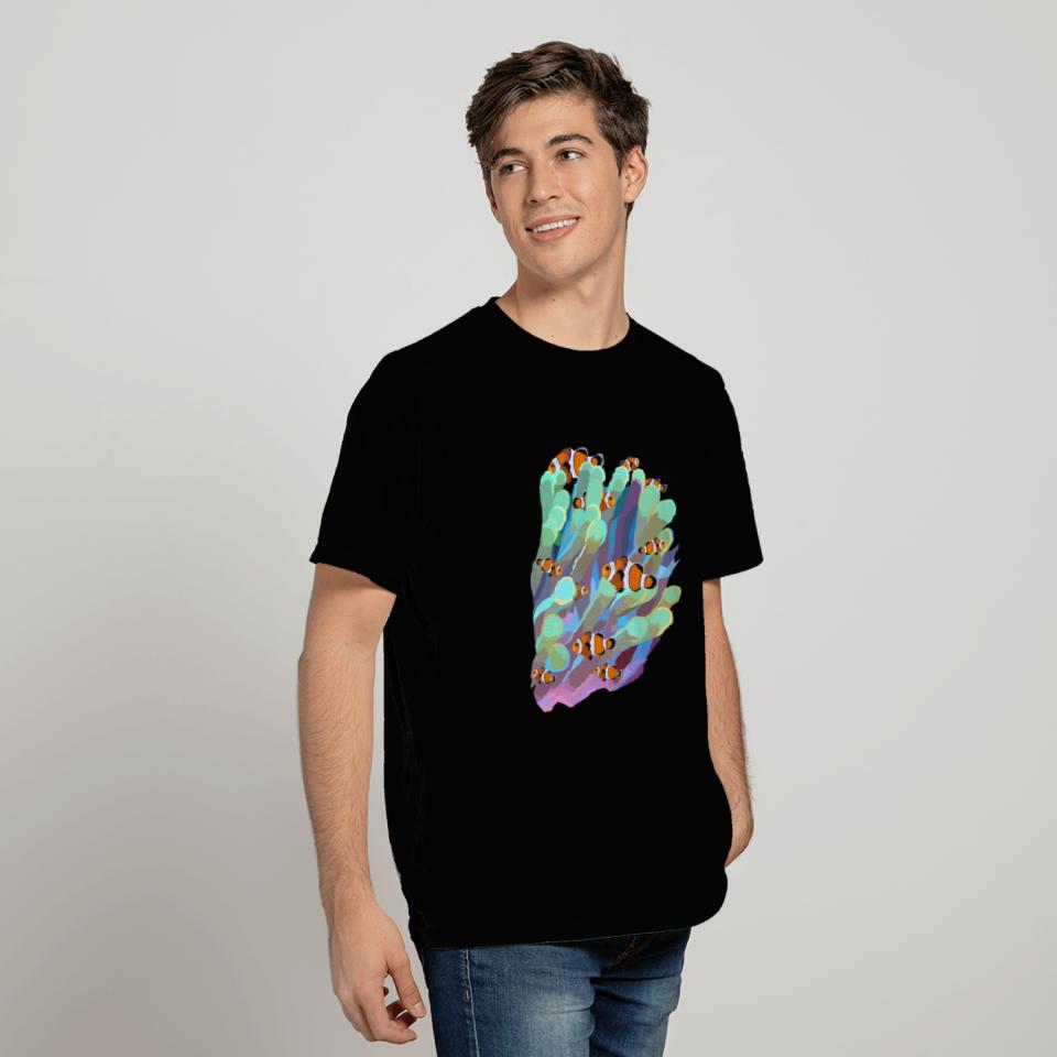 Colorful Coral Reef Anemone With Clown-fish T Shirts