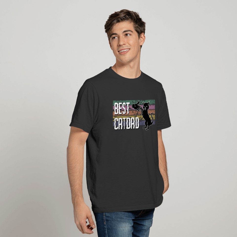 Best Cat Dad Retro Vintage Used Look Saying T-shirt