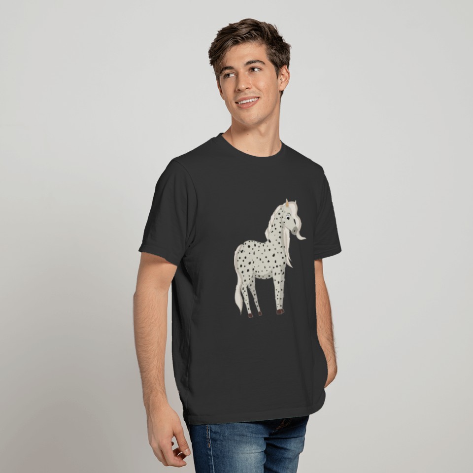 White horse cute illustration T-shirt