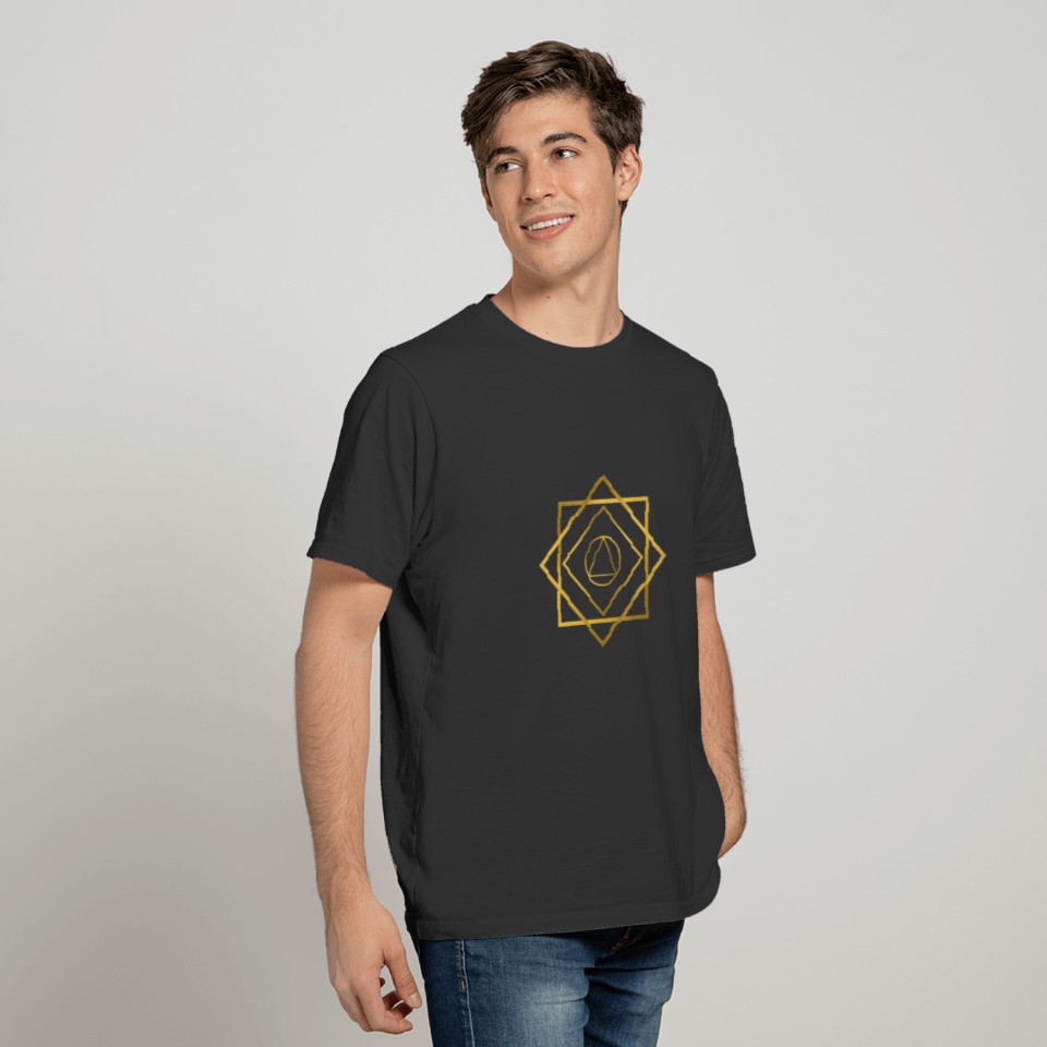 "Gold Geometry" Shapes Abstract Graphic Design T Shirts