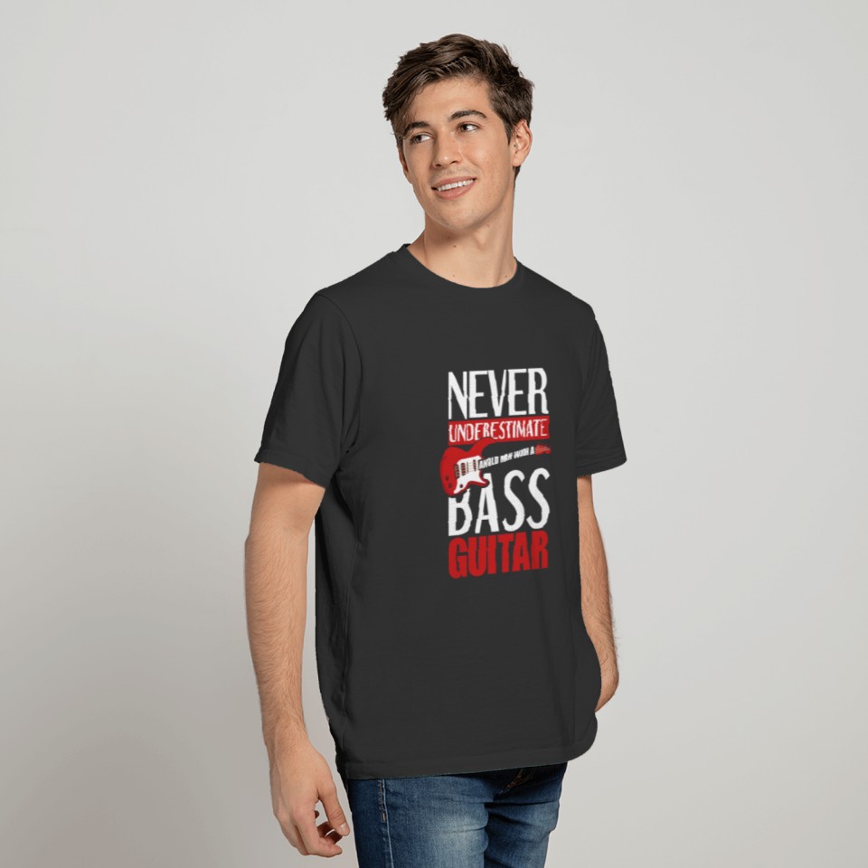 Never Underestimate An Old Man With A Bass Guitar T-shirt