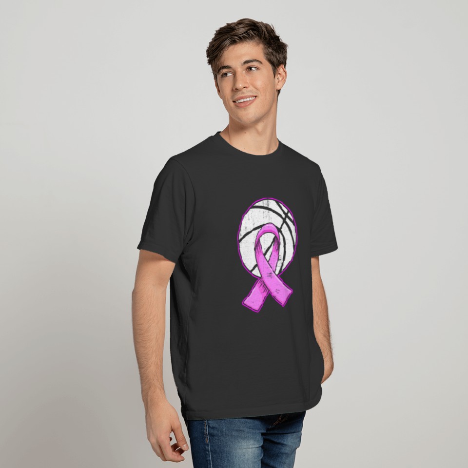 Breast Cancer Basketball Pink Ribbon T-shirt