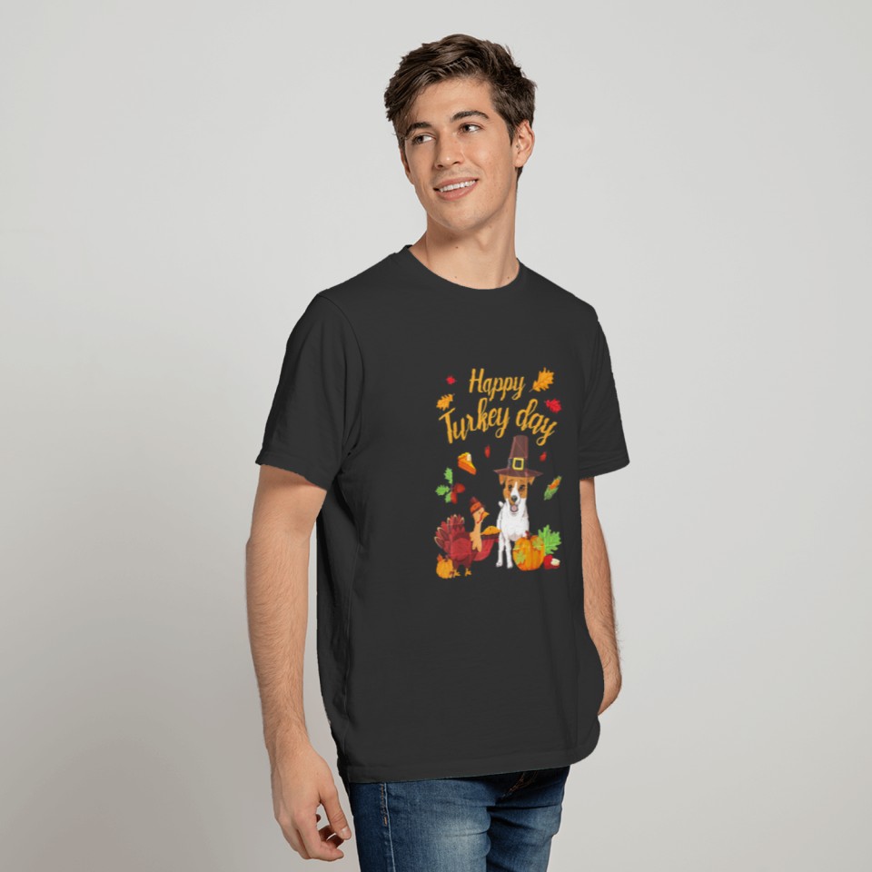 Rat Terrier Dog Dance With Happy Turkey Day T Shirts