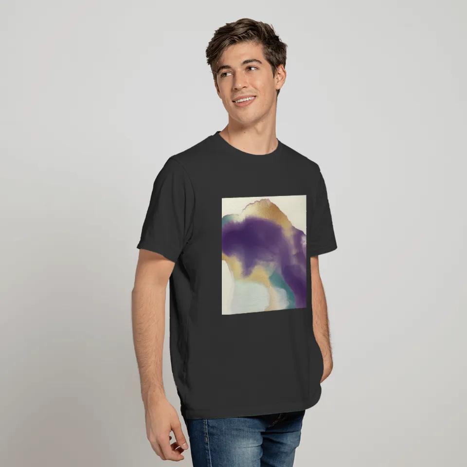 Purple Watercolor Gold Abstract Painting Modern T Shirts