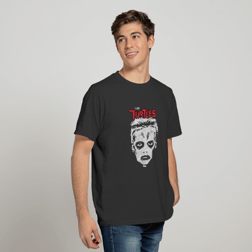 I Like Turtles Zombie Boy Skull Face T Shirts