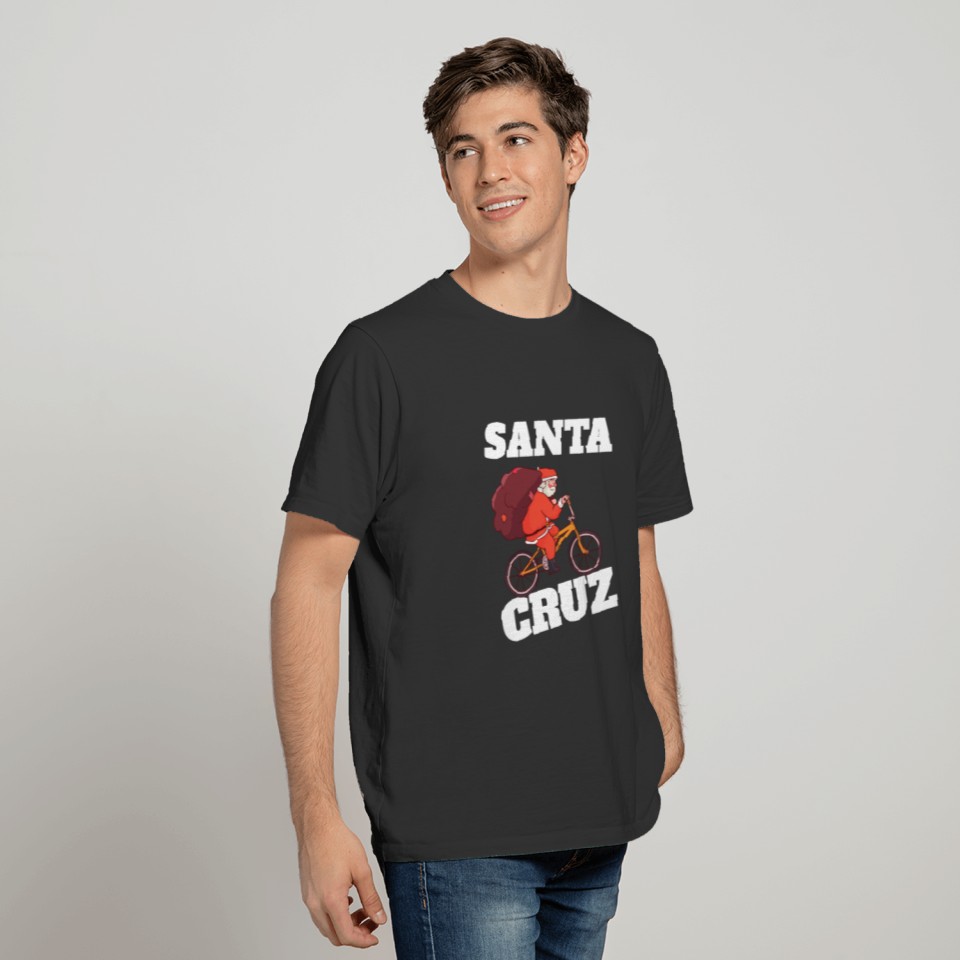 Santa Cruz Santa Claus Riding Bicycle Biker T Shirts