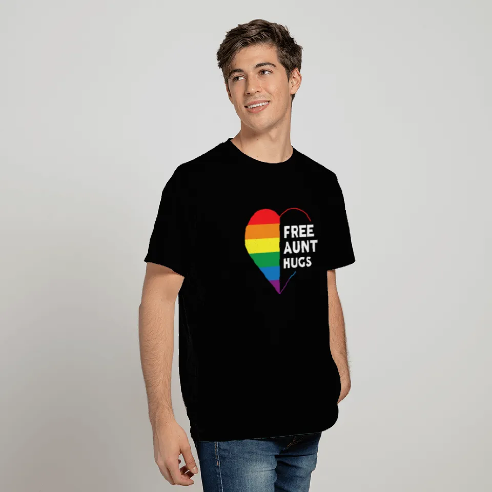 Free Aunt Hugs Rainbow Heart T Shirts