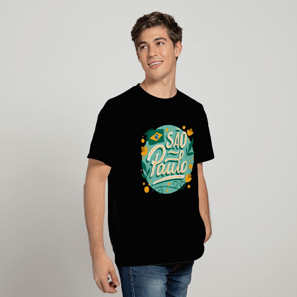 Sao Paulo Brazil Travel Motive Illustration Solid T Shirts