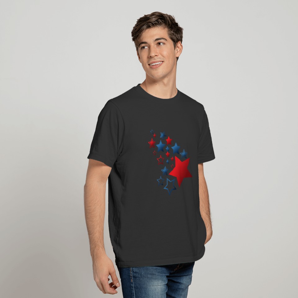 Group of Blue and Red Stars T Shirts