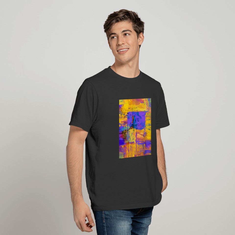 Yellow Blue and Green Abstract Painting T Shirts