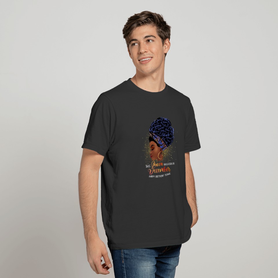 This Queen Was Born In December Black Afro T-shirt
