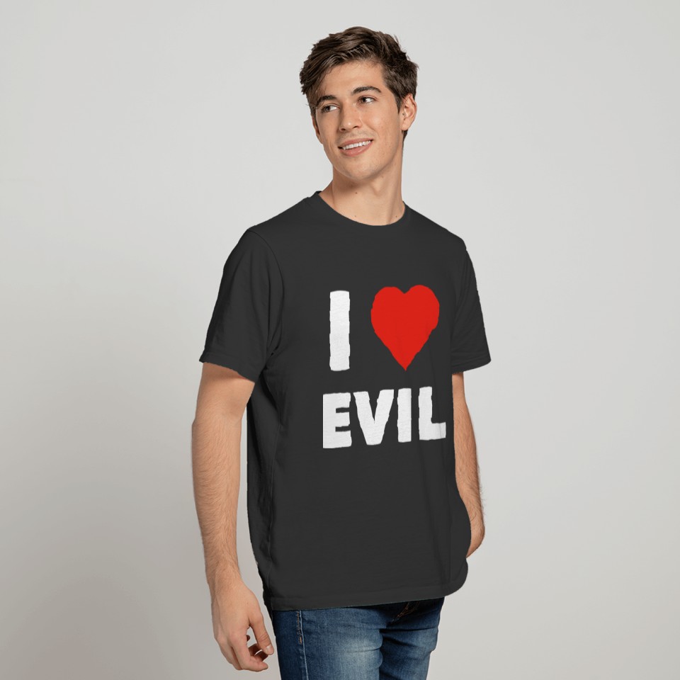 I love Evil heart simple white T-shirt