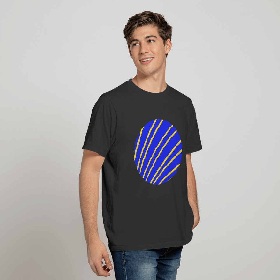 Blue Circle With Yellow Lines T Shirts