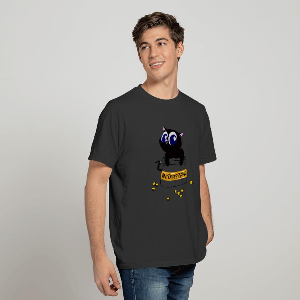 Black Cat Antidepressant T-shirt