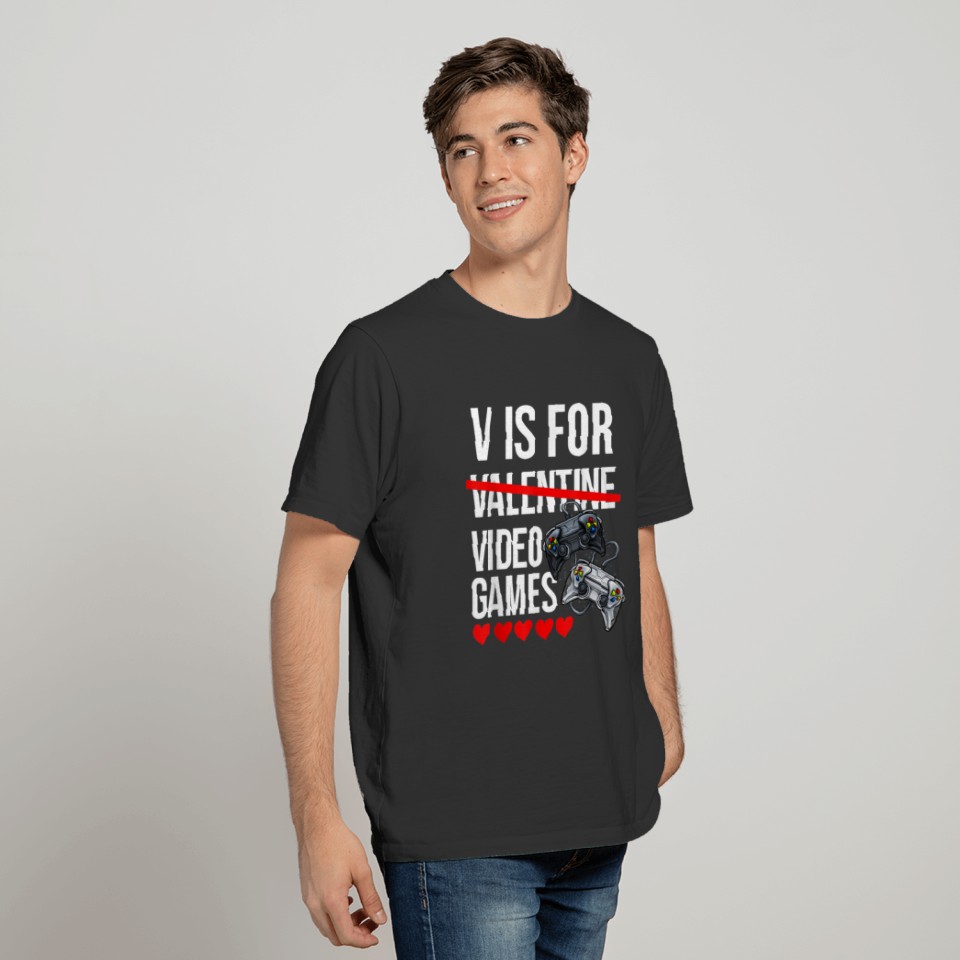 V Is For Video Games Funny Online Gamer Gaming Men T Shirts