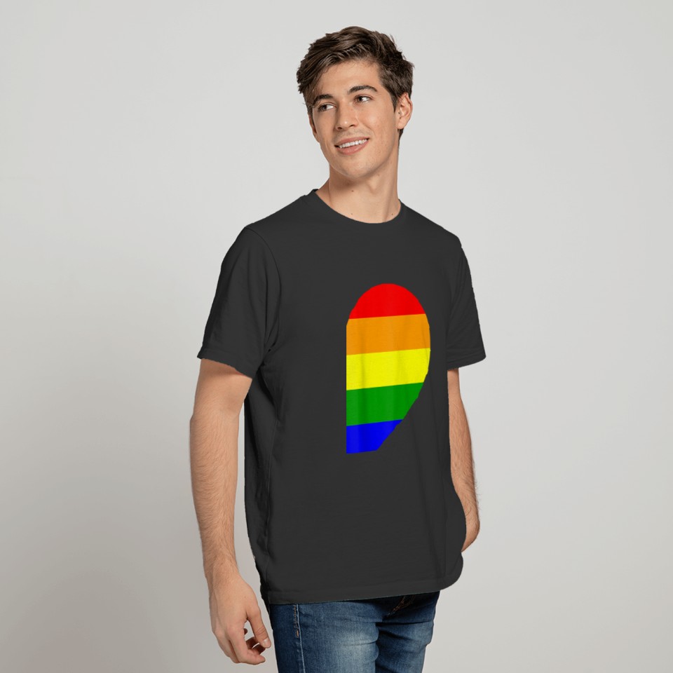 Rainbow Heart LGBT Matching Gay Couple Valentines T-shirt