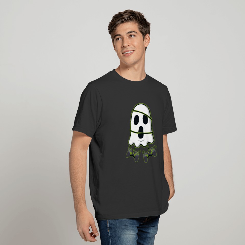 Halloween Ghost Video Gamer Controllers T-shirt