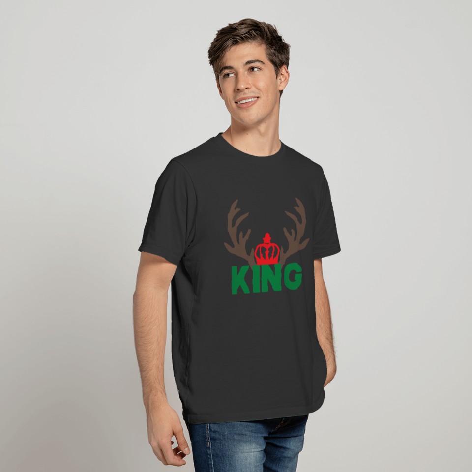 Funny Christmas king reindeer dad uncle brother T Shirts