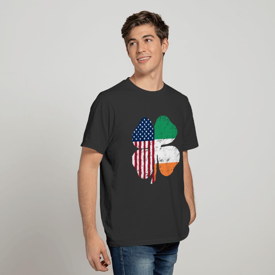 Irish American Flag Clover Leaf T-shirt