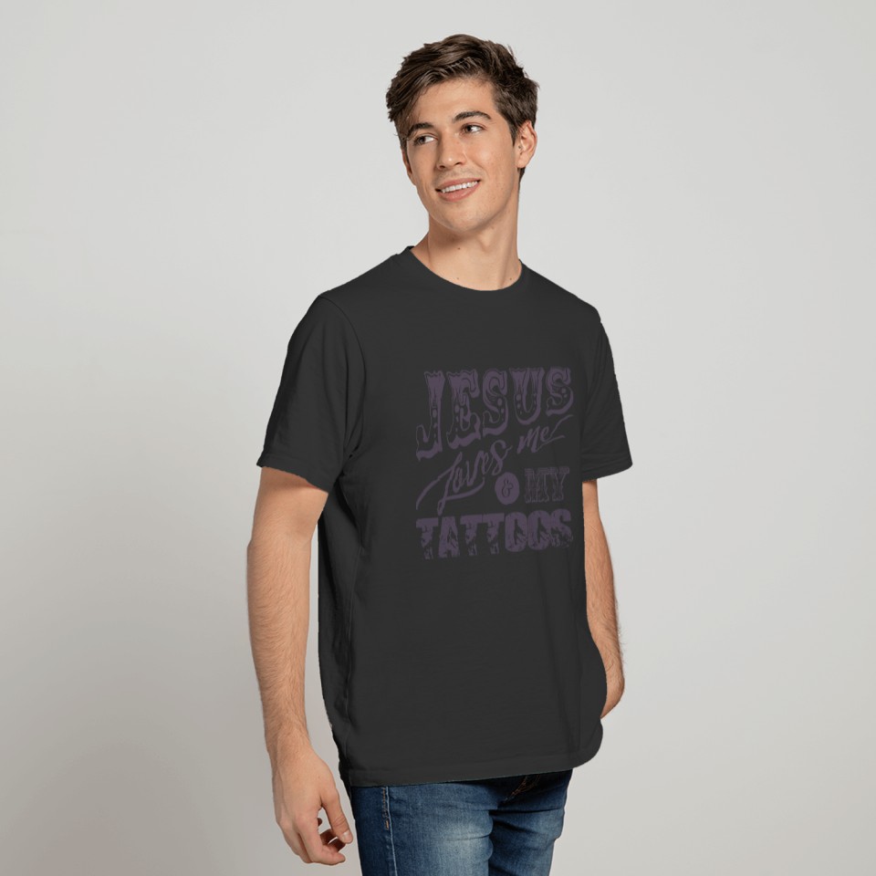 jesus love tattoo bike biker rock rocker gift idea T-shirt