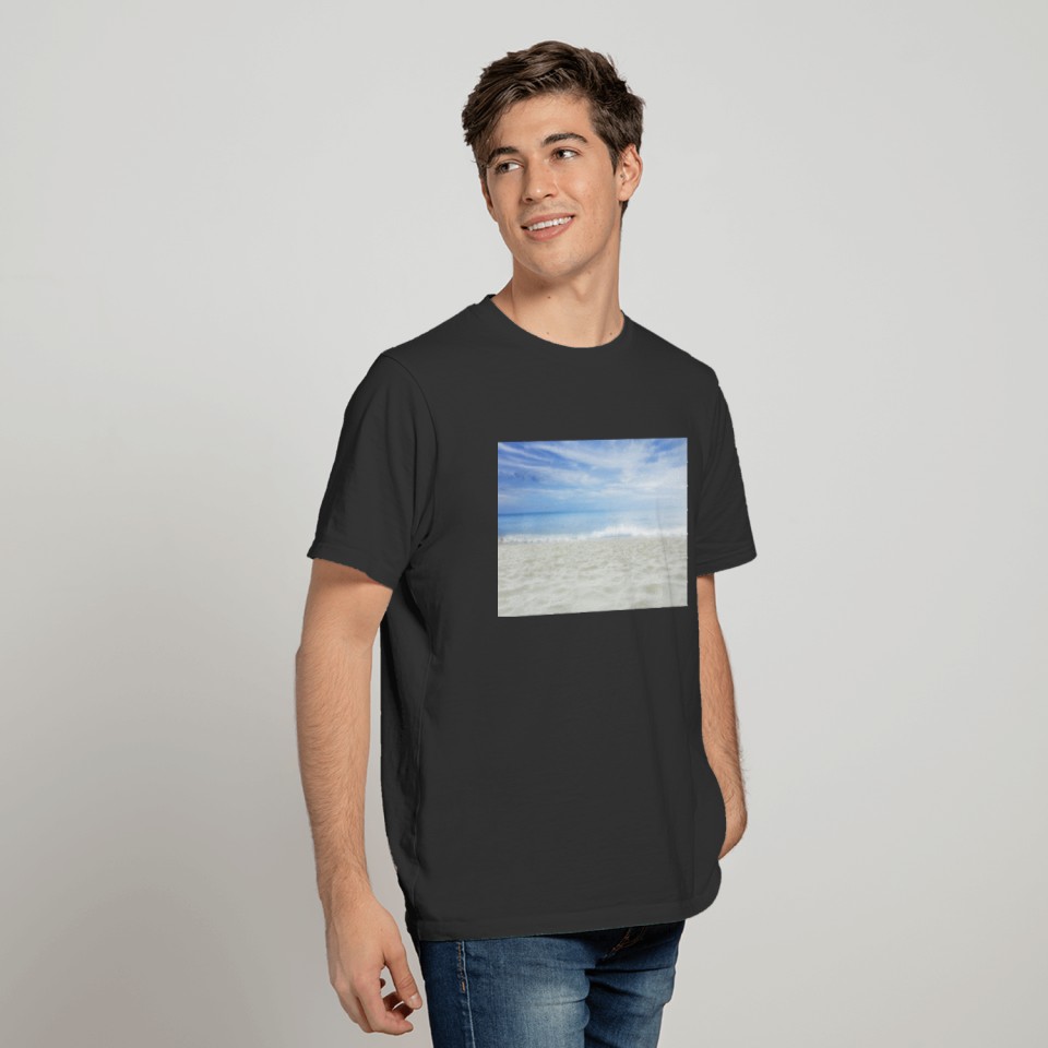 Beautiful White Sand Beach with a Blue Sky T Shirts