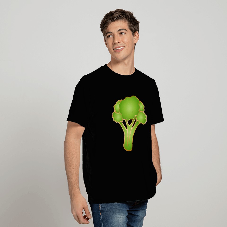 bright green broccoli florets & gold outlines T Shirts