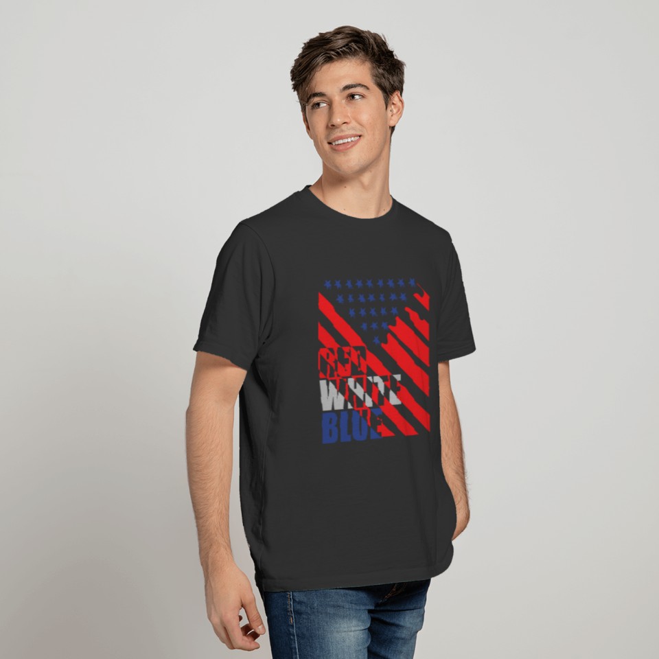 4th BLUE RED WHT T-shirt