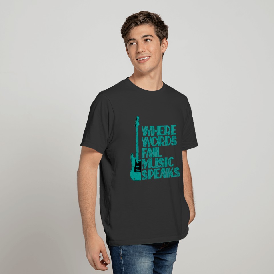 Music speaks - Gitarre Bass T-shirt