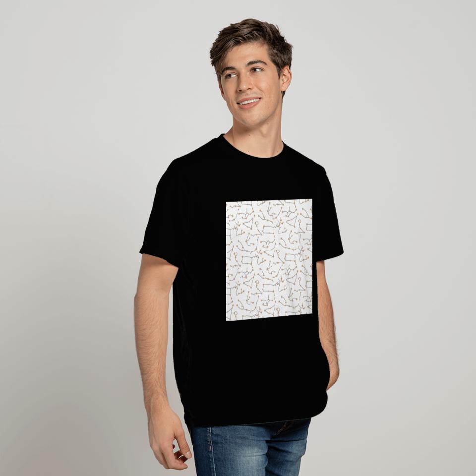 Zodiac Pattern White Astronomy Constellations T Shirts