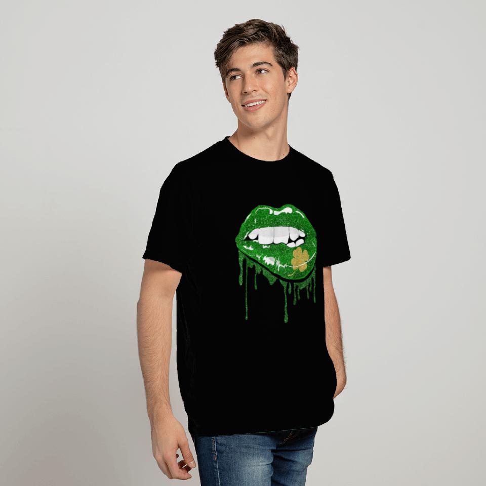 Costume Green Shamrock Lips T Shirts