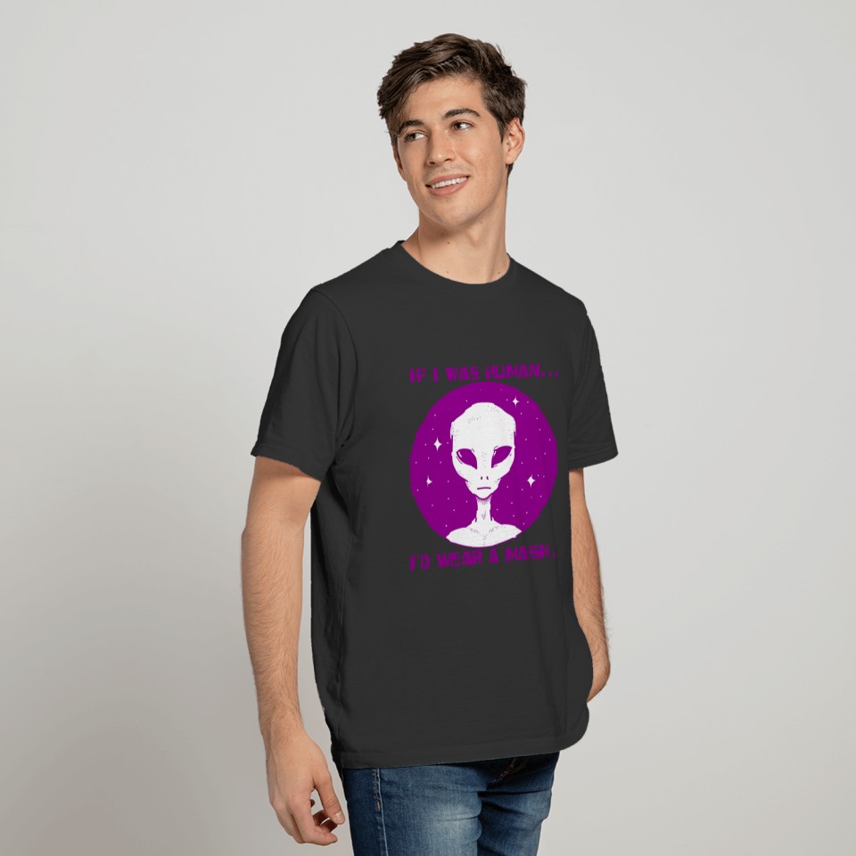 ALIEN MASK in Purple, graphic with text T Shirts