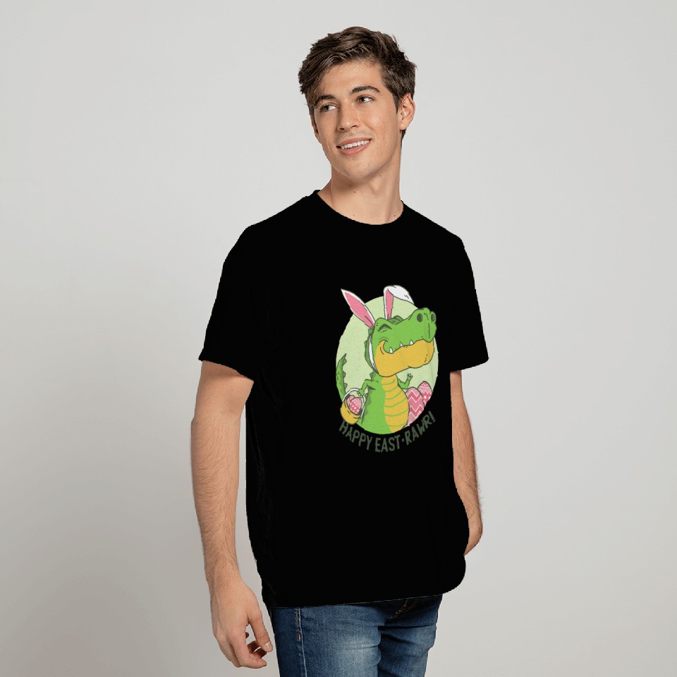 Dino Easter greeting funny T-Rex bunny design T Shirts