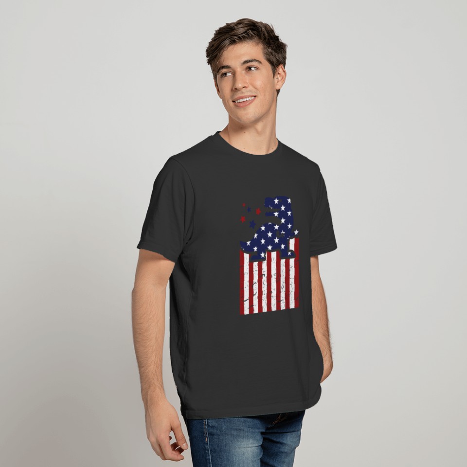 USA Dino Tyrannosaurus Flag Independence Day Gift T Shirts
