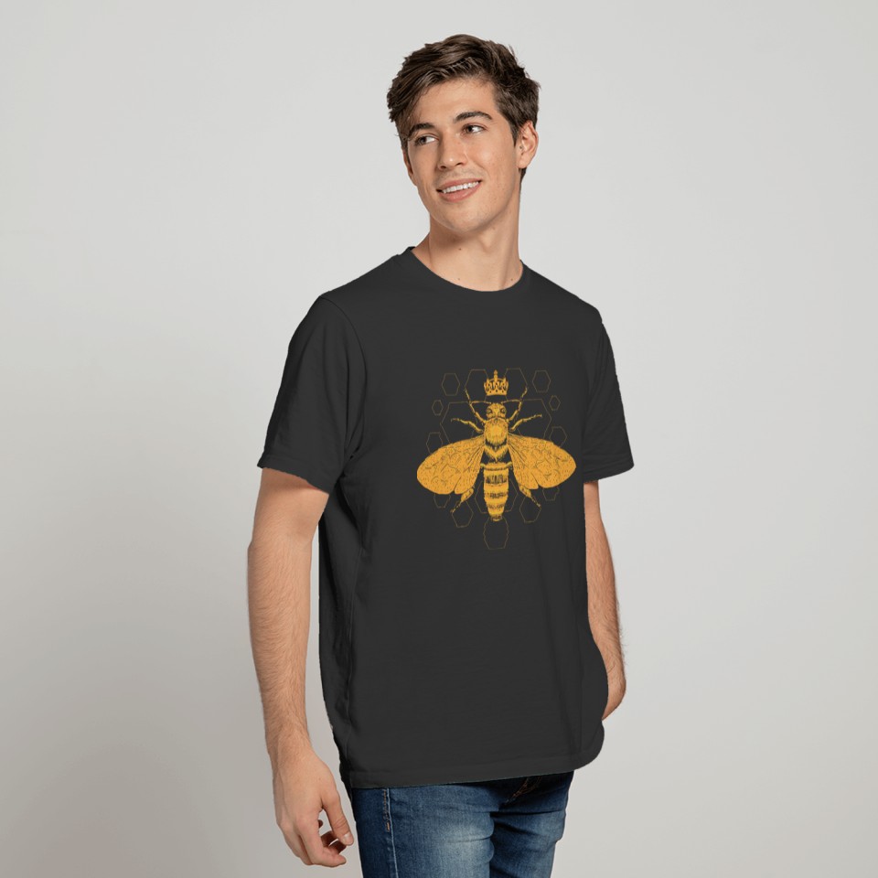 Queen Honeybee Worker Beehive Illustration Bee Wh T Shirts