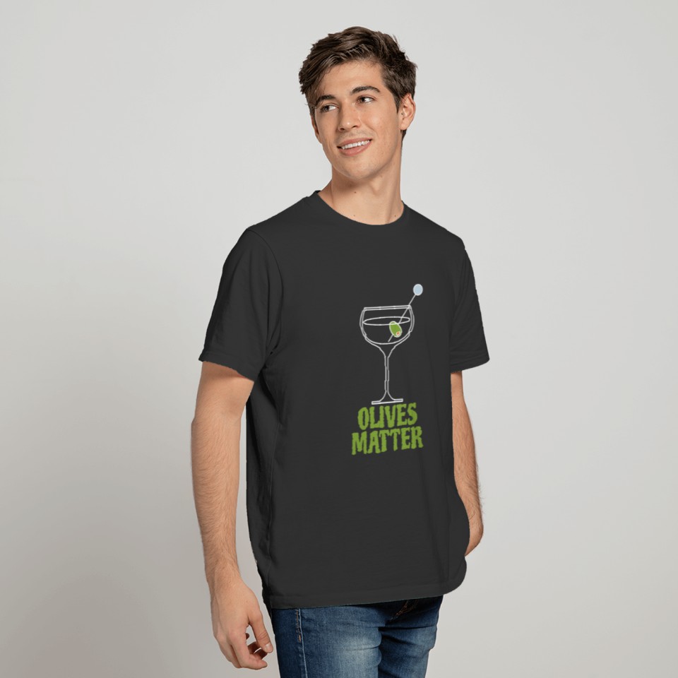 Humorous Olive Martinis Graphic Party Puns T Shirts