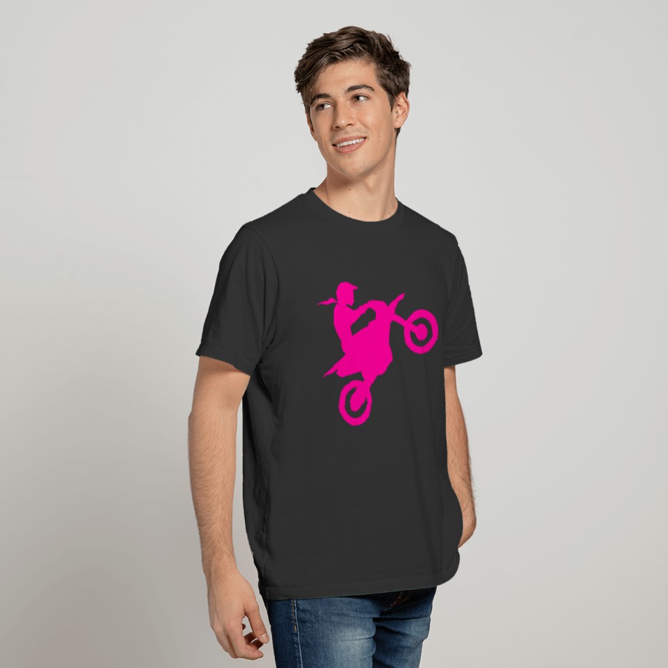 bikergirl motorcycle biker girl motocross pink T Shirts