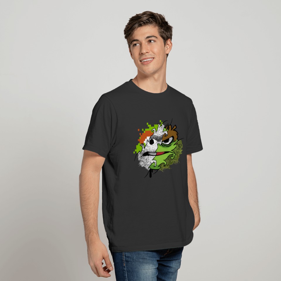 Sesame Street Split Oscar the Grouch T Shirts