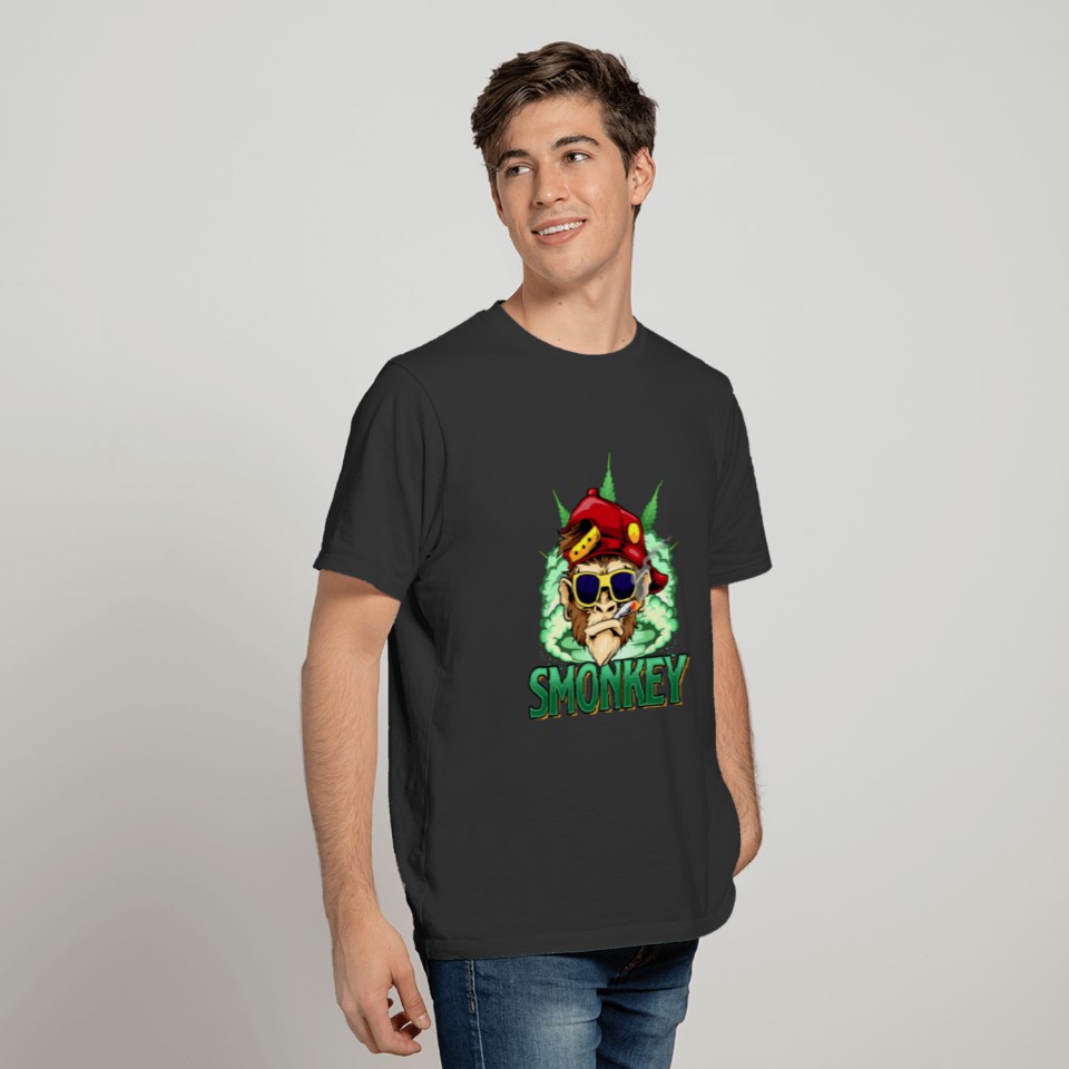Cool Monkey Smoking Weed Joint Smonkey Marijuana 4 T-shirt