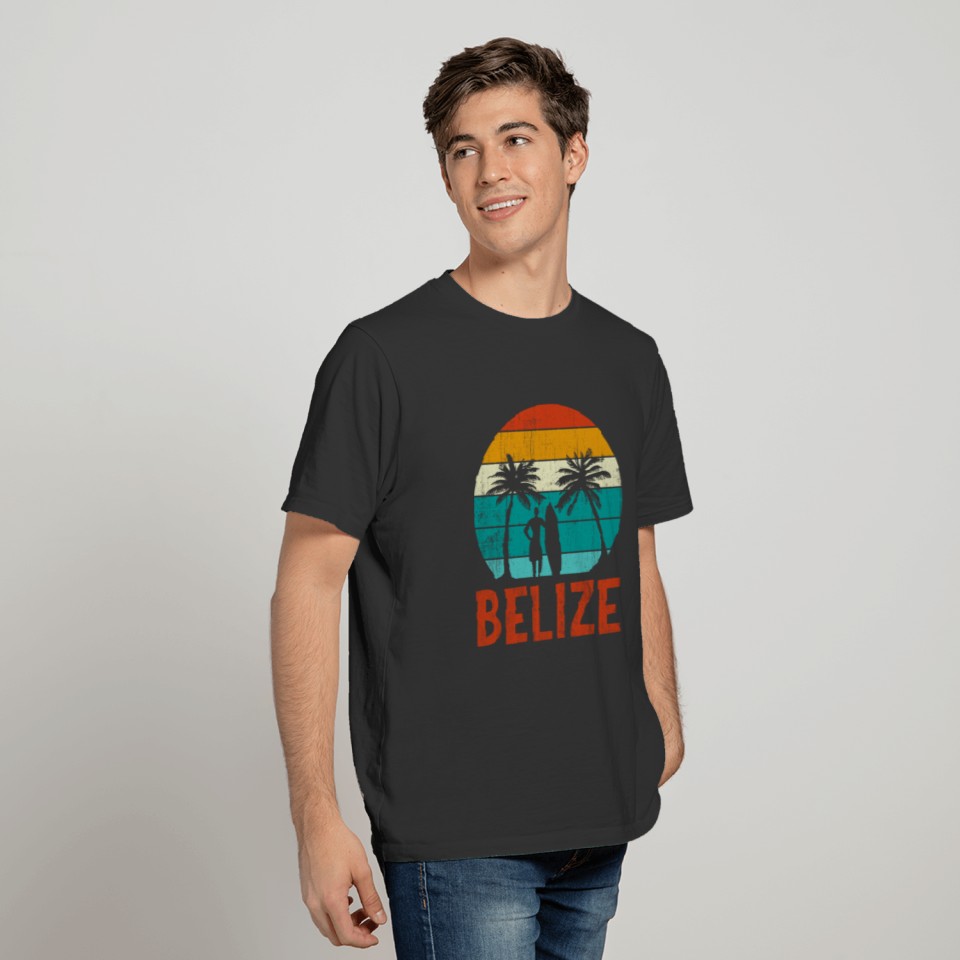 BELIZE Surfing Surfer Boy Vintage Sunset T Shirts