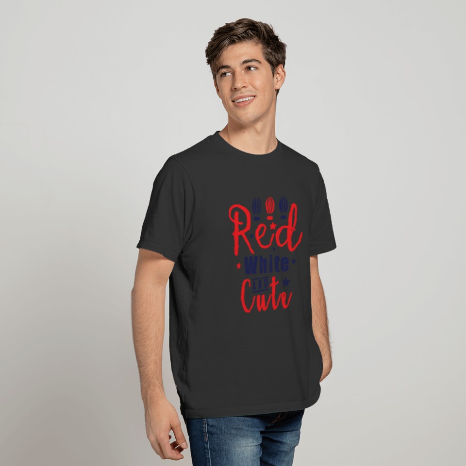 Red White Cute 4th Of July Memorials Day Patriotic T-shirt