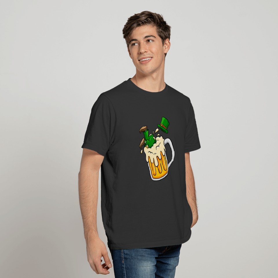 Leprechaun Jump into Beer st Patrick's Day Adult T-shirt