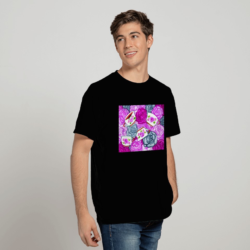 Cups and Roses Violet Palette T Shirts