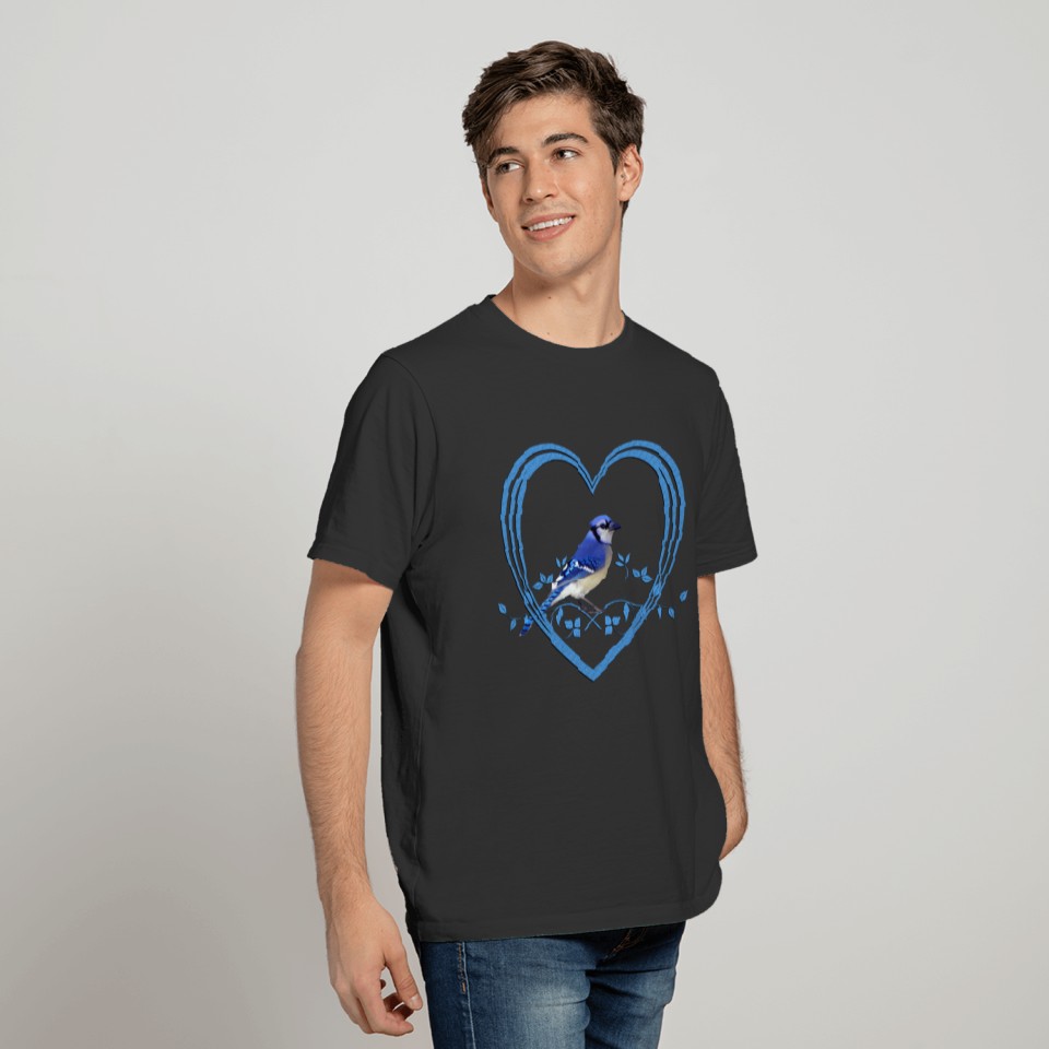 Beautiful Blue Jay Bird In Heart birthday christma T Shirts
