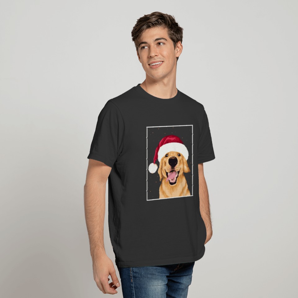 Golden Retriever In A Santa Hat Christmas Dog T-shirt