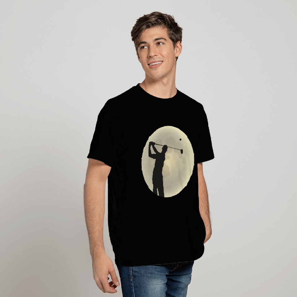 Golfer Silhouette Golf Golfer Moon Full Moon T Shirts
