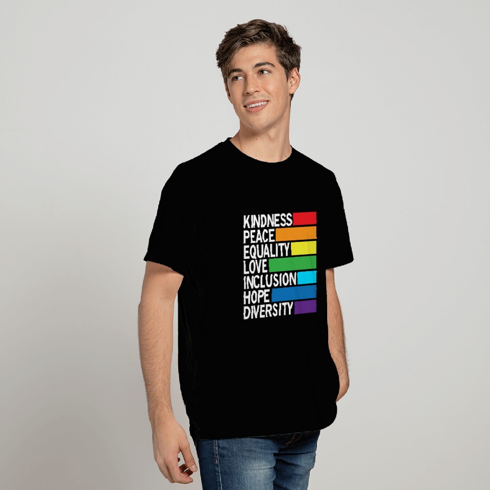 Kindness Peace Equality Inclusion Human Rights T Shirts