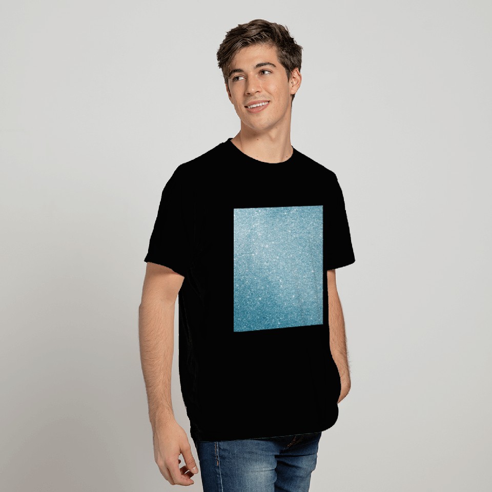 Light Blue Glitter Pattern T Shirts