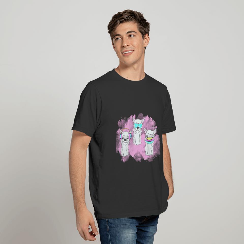 3 wise llama pink T-shirt