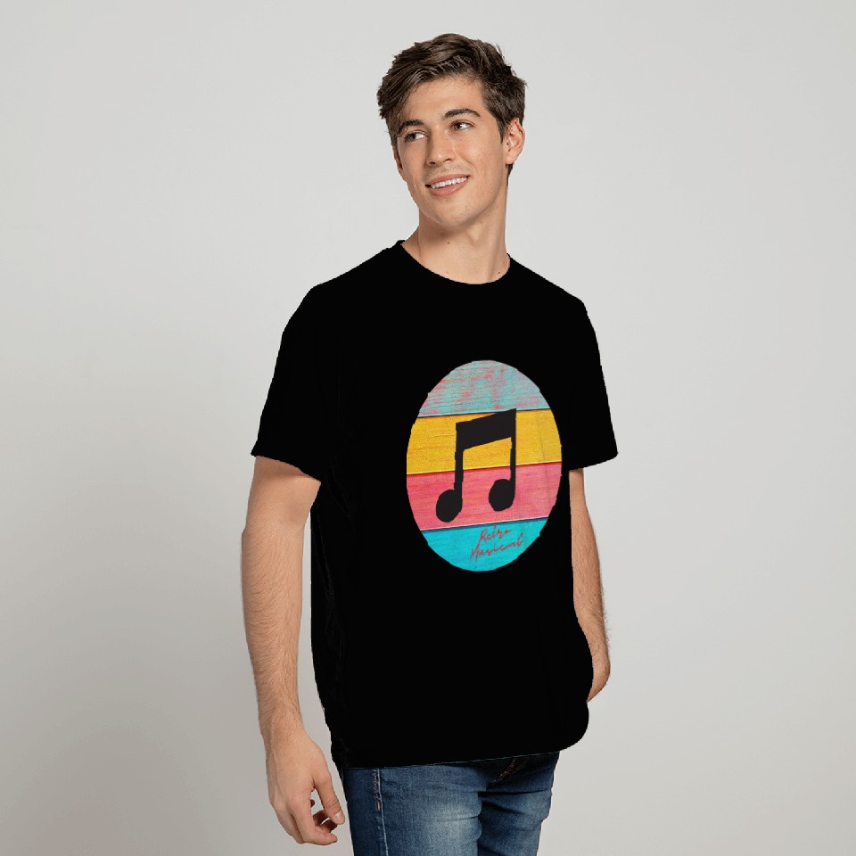 Funny Musician T Shirts - Retro Musical Notes Icon